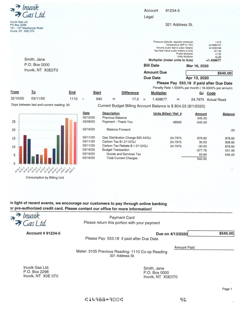 Inuvik Gas Bill